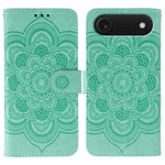 サンマンダラエンボスレザーフォンケース、iPhone 16e / 17e用、iPhone 17 Pro Max用、iPhone 17 Pro用、iPhone 17用、iPhone Air用、iPhone 15 Pro Max用