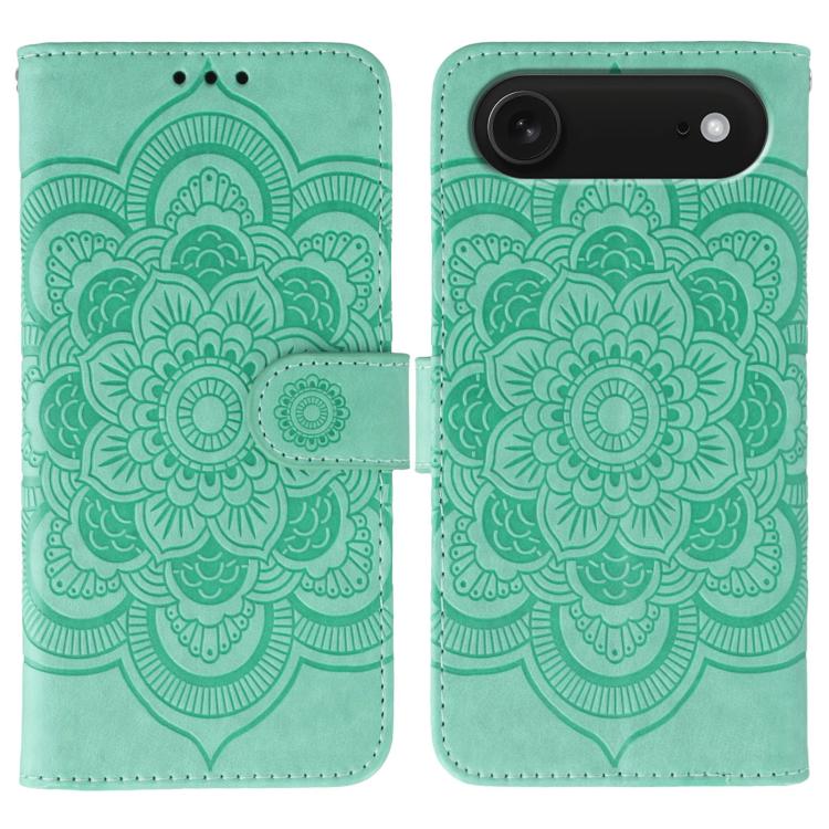 サンマンダラエンボスレザーフォンケース、iPhone 16e / 17e用、iPhone 17 Pro Max用、iPhone 17 Pro用、iPhone 17用、iPhone Air用、iPhone 15 Pro Max用