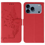 フェザーパターンライチテクスチャーレザーフォンケース、iPhone 17 Pro Max用、iPhone 17 Pro用、iPhone 17用、iPhone Air用、iPhone 15 Pro Max用、iPhone 15 Pro用、iPhone 15 Plus用、iPhone 15用
