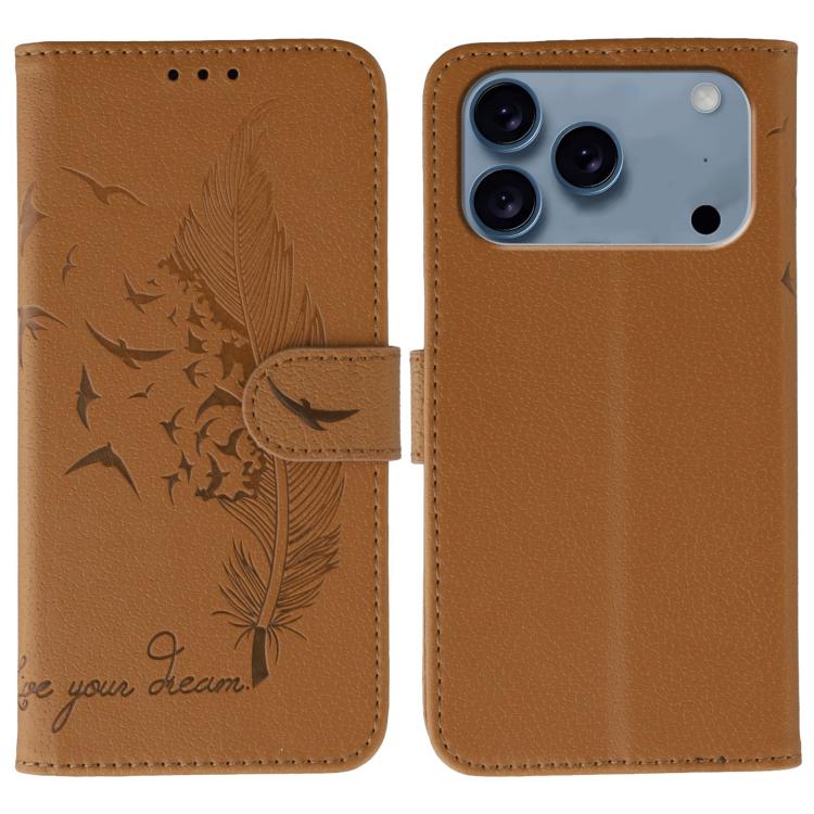 フェザーパターンライチテクスチャーレザーフォンケース、iPhone 17 Pro Max用、iPhone 17 Pro用、iPhone 17用、iPhone Air用、iPhone 15 Pro Max用、iPhone 15 Pro用、iPhone 15 Plus用、iPhone 15用