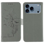 フェザーパターンライチテクスチャーレザーフォンケース、iPhone 17 Pro Max用、iPhone 17 Pro用、iPhone 17用、iPhone Air用、iPhone 15 Pro Max用、iPhone 15 Pro用、iPhone 15 Plus用、iPhone 15用