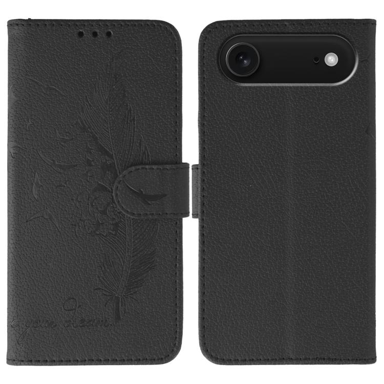 フェザーパターンライチテクスチャーレザーフォンケース、iPhone 17 Pro Max用、iPhone 17 Pro用、iPhone 17用、iPhone Air用、iPhone 15 Pro Max用、iPhone 15 Pro用、iPhone 15 Plus用、iPhone 15用