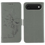 フェザーパターンライチテクスチャーレザーフォンケース、iPhone 17 Pro Max用、iPhone 17 Pro用、iPhone 17用、iPhone Air用、iPhone 15 Pro Max用、iPhone 15 Pro用、iPhone 15 Plus用、iPhone 15用