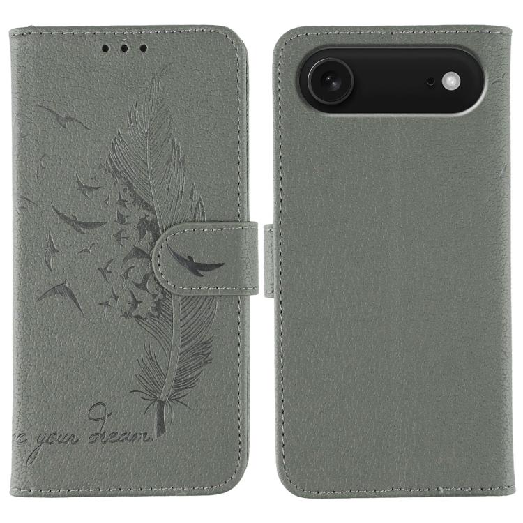 フェザーパターンライチテクスチャーレザーフォンケース、iPhone 17 Pro Max用、iPhone 17 Pro用、iPhone 17用、iPhone Air用、iPhone 15 Pro Max用、iPhone 15 Pro用、iPhone 15 Plus用、iPhone 15用