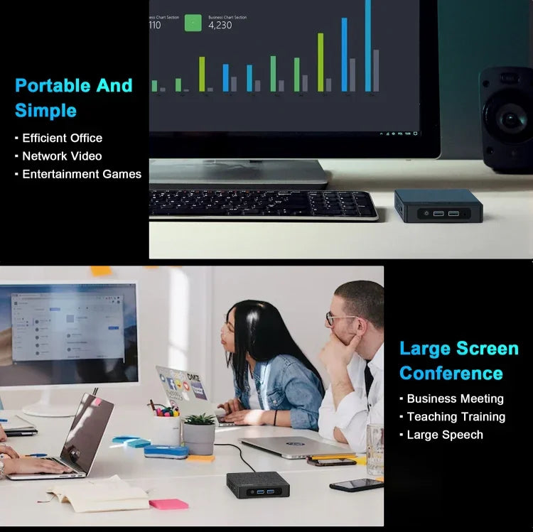 GXMO N42 Windows 11 Intel Gemini Lake N4020C ミニPC NVME SSD WiFi ミニデスクトップコンピューター、4GB+64GB、4GB+64GB+256GB