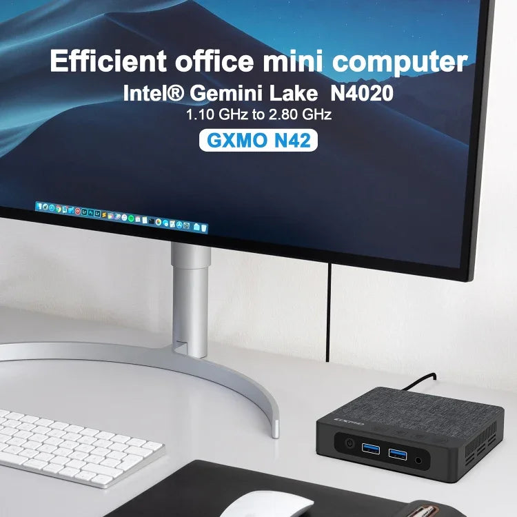 GXMO N42 Windows 11 Intel Gemini Lake N4020C ミニPC NVME SSD WiFi ミニデスクトップコンピューター、4GB+64GB、4GB+64GB+256GB
