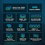 GXMO N42 Windows 11 Intel Gemini Lake N4020C ミニPC NVME SSD WiFi ミニデスクトップコンピューター、4GB+64GB、4GB+64GB+256GB