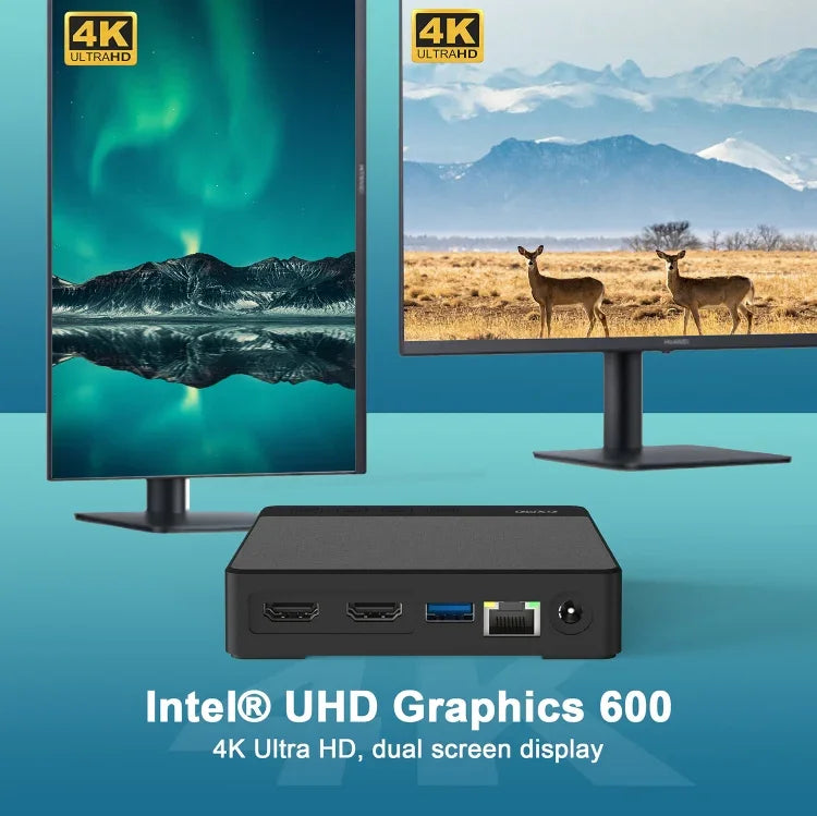 GXMO N42 Windows 11 Intel Gemini Lake N4020C ミニPC NVME SSD WiFi ミニデスクトップコンピューター、4GB+64GB、4GB+64GB+256GB