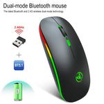 HXSJ T18 2.4GHz 1600dpi デュアルモード発光ワイヤレスマウス USB + Bluetooth 5.1 充電式