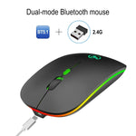 HXSJ T18 2.4GHz 1600dpi デュアルモード発光ワイヤレスマウス USB + Bluetooth 5.1 充電式