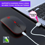 HXSJ T18 2.4GHz 1600dpi デュアルモード発光ワイヤレスマウス USB + Bluetooth 5.1 充電式