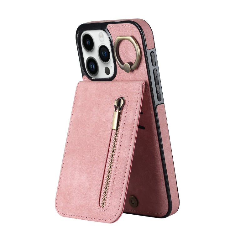 レトロリング＆ジッパー RFIDカードスロットスマホケース、iPhone 16 Pro 用、iPhone 16 Plus 用、iPhone 16 用、iPhone 15 Pro Max 用、iPhone 15 Pro 用、iPhone 15 Plus 用
