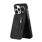レトロリング＆ジッパー RFIDカードスロットスマホケース、iPhone 16 Pro 用、iPhone 16 Plus 用、iPhone 16 用、iPhone 15 Pro Max 用、iPhone 15 Pro 用、iPhone 15 Plus 用