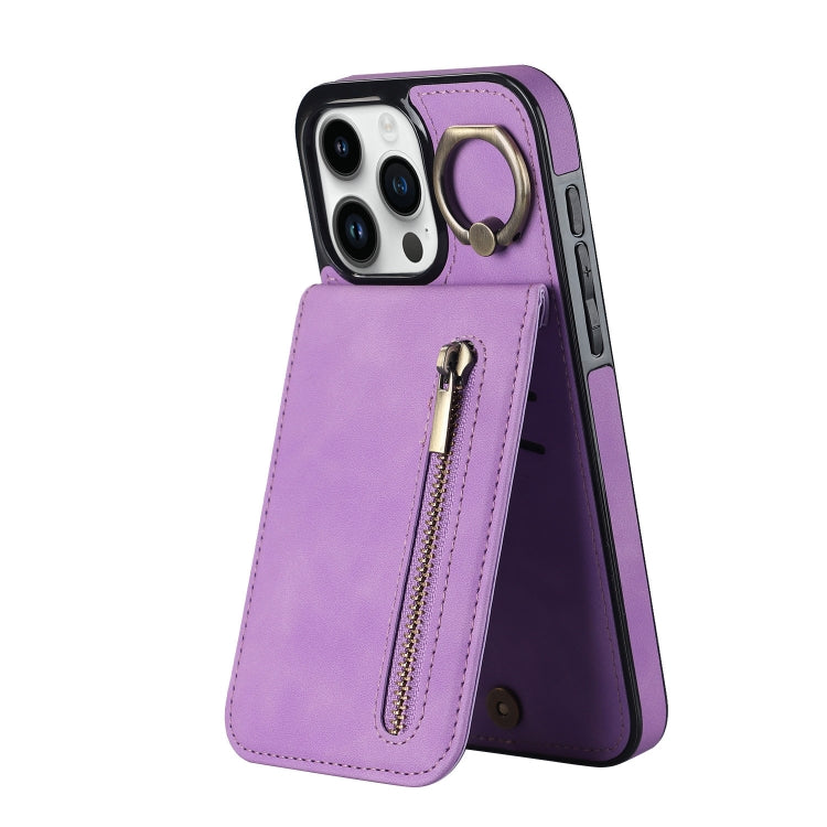レトロリング＆ジッパー RFIDカードスロットスマホケース、iPhone 16 Pro 用、iPhone 16 Plus 用、iPhone 16 用、iPhone 15 Pro Max 用、iPhone 15 Pro 用、iPhone 15 Plus 用