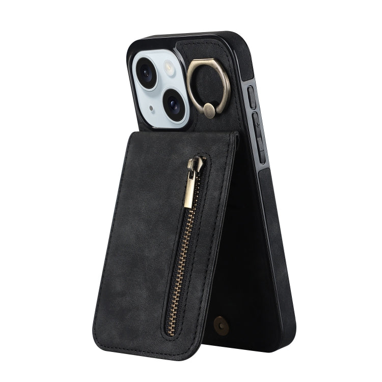 レトロリング＆ジッパー RFIDカードスロットスマホケース、iPhone 16 Pro 用、iPhone 16 Plus 用、iPhone 16 用、iPhone 15 Pro Max 用、iPhone 15 Pro 用、iPhone 15 Plus 用