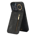 レトロリングとジッパー RFID カードスロット付き電話ケース、iPhone 17e / 16e 用、iPhone 17 Pro Max 用、iPhone 17 Pro 用、iPhone 17 用、iPhone Air 用、iPhone 16 Pro Max 用