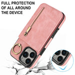 レトロリング＆ジッパー RFIDカードスロットスマホケース、iPhone 16 Pro 用、iPhone 16 Plus 用、iPhone 16 用、iPhone 15 Pro Max 用、iPhone 15 Pro 用、iPhone 15 Plus 用