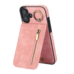 レトロリング＆ジッパー RFIDカードスロットスマホケース、iPhone 16 Pro 用、iPhone 16 Plus 用、iPhone 16 用、iPhone 15 Pro Max 用、iPhone 15 Pro 用、iPhone 15 Plus 用