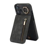 レトロリング＆ジッパー RFIDカードスロットスマホケース、iPhone 16 Pro 用、iPhone 16 Plus 用、iPhone 16 用、iPhone 15 Pro Max 用、iPhone 15 Pro 用、iPhone 15 Plus 用