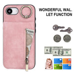 レトロリングとジッパー RFID カードスロット付き電話ケース、iPhone 17e / 16e 用、iPhone 17 Pro Max 用、iPhone 17 Pro 用、iPhone 17 用、iPhone Air 用、iPhone 16 Pro Max 用