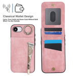 レトロリングとジッパー RFID カードスロット付き電話ケース、iPhone 17e / 16e 用、iPhone 17 Pro Max 用、iPhone 17 Pro 用、iPhone 17 用、iPhone Air 用、iPhone 16 Pro Max 用