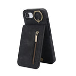 レトロリングとジッパー RFID カードスロット付き電話ケース、iPhone 17e / 16e 用、iPhone 17 Pro Max 用、iPhone 17 Pro 用、iPhone 17 用、iPhone Air 用、iPhone 16 Pro Max 用