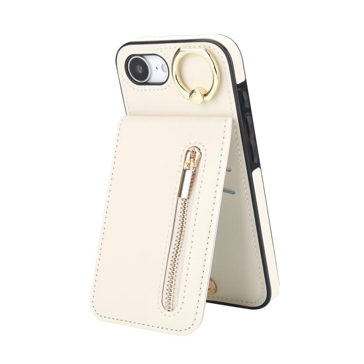 レトロリングとジッパー RFID カードスロット付き電話ケース、iPhone 17e / 16e 用、iPhone 17 Pro Max 用、iPhone 17 Pro 用、iPhone 17 用、iPhone Air 用、iPhone 16 Pro Max 用