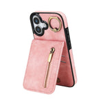 レトロリングとジッパー RFID カードスロット付き電話ケース、iPhone 17e / 16e 用、iPhone 17 Pro Max 用、iPhone 17 Pro 用、iPhone 17 用、iPhone Air 用、iPhone 16 Pro Max 用