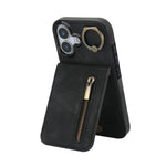 レトロリングとジッパー RFID カードスロット付き電話ケース、iPhone 17e / 16e 用、iPhone 17 Pro Max 用、iPhone 17 Pro 用、iPhone 17 用、iPhone Air 用、iPhone 16 Pro Max 用