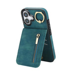 レトロリングとジッパー RFID カードスロット付き電話ケース、iPhone 17e / 16e 用、iPhone 17 Pro Max 用、iPhone 17 Pro 用、iPhone 17 用、iPhone Air 用、iPhone 16 Pro Max 用