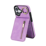 レトロリングとジッパー RFID カードスロット付き電話ケース、iPhone 17e / 16e 用、iPhone 17 Pro Max 用、iPhone 17 Pro 用、iPhone 17 用、iPhone Air 用、iPhone 16 Pro Max 用