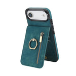 レトロリングとジッパー RFID カードスロット付き電話ケース、iPhone 17e / 16e 用、iPhone 17 Pro Max 用、iPhone 17 Pro 用、iPhone 17 用、iPhone Air 用、iPhone 16 Pro Max 用