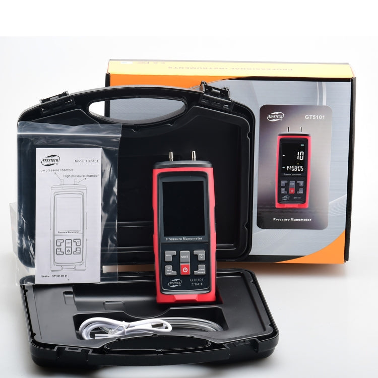 BENETECH GT5101 LCDディスプレイ差圧計、1KPa、2KPa、4KPa、10KPa、40KPa、50KPa、125Pa、250Pa、100KPa