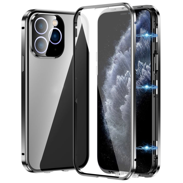 マグネット式ダブルバックルHD強化ガラススマホケース、iPhone 11 Pro用