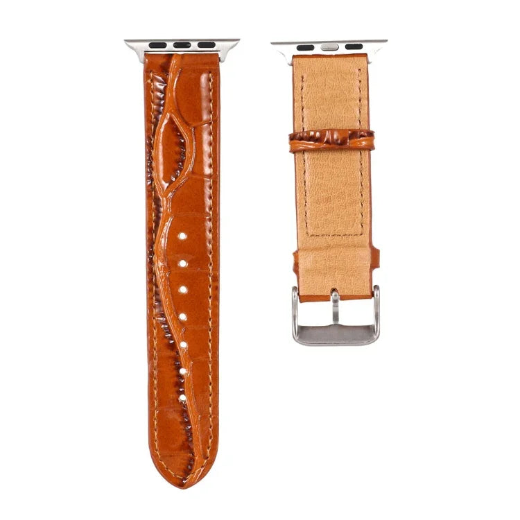 クロコダイルテクスチャーレザーリストストラップ、Apple Watch Series 7 45mm / 6 & SE & 5 & 4 44mm / 3 & 2 & 1 42mm 用、Apple Watch Ultra 49mm / Series 8&7 45mm / SE 2&6&SE&5&4 44mm / 3&2&1 42mm 用、Apple Watch Series 8&7 41mm / SE 2&6&SE&5&4 40mm / 3&2&1 38...