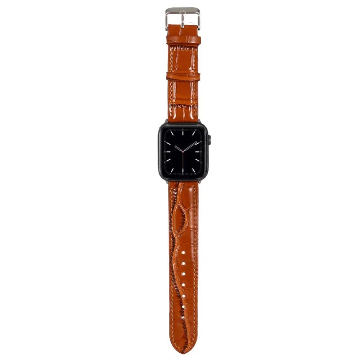 クロコダイルテクスチャーレザーリストストラップ、Apple Watch Series 7 45mm / 6 & SE & 5 & 4 44mm / 3 & 2 & 1 42mm 用、Apple Watch Ultra 49mm / Series 8&7 45mm / SE 2&6&SE&5&4 44mm / 3&2&1 42mm 用、Apple Watch Series 8&7 41mm / SE 2&6&SE&5&4 40mm / 3&2&1 38...
