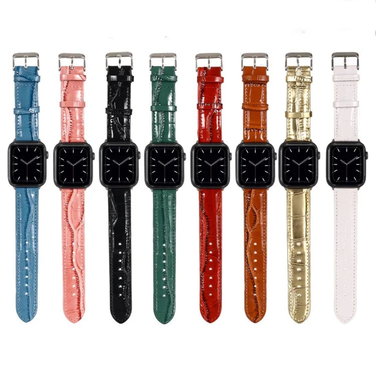 クロコダイルテクスチャーレザーリストストラップ、Apple Watch Series 7 45mm / 6 & SE & 5 & 4 44mm / 3 & 2 & 1 42mm 用、Apple Watch Ultra 49mm / Series 8&7 45mm / SE 2&6&SE&5&4 44mm / 3&2&1 42mm 用、Apple Watch Series 8&7 41mm / SE 2&6&SE&5&4 40mm / 3&2&1 38...