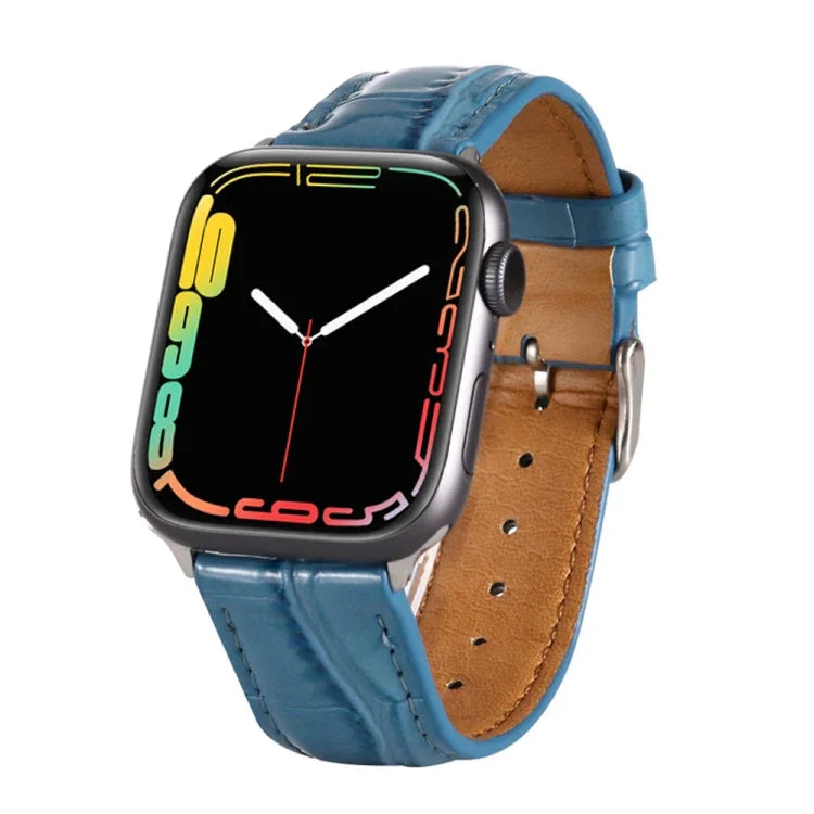 クロコダイルテクスチャーレザーリストストラップ、Apple Watch Series 7 45mm / 6 & SE & 5 & 4 44mm / 3 & 2 & 1 42mm 用、Apple Watch Ultra 49mm / Series 8&7 45mm / SE 2&6&SE&5&4 44mm / 3&2&1 42mm 用、Apple Watch Series 8&7 41mm / SE 2&6&SE&5&4 40mm / 3&2&1 38...