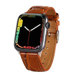 クロコダイルテクスチャーレザーリストストラップ、Apple Watch Series 7 45mm / 6 & SE & 5 & 4 44mm / 3 & 2 & 1 42mm 用、Apple Watch Ultra 49mm / Series 8&7 45mm / SE 2&6&SE&5&4 44mm / 3&2&1 42mm 用、Apple Watch Series 8&7 41mm / SE 2&6&SE&5&4 40mm / 3&2&1 38...