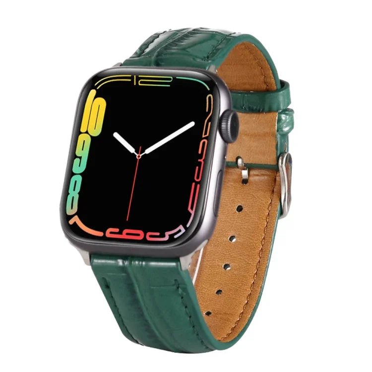 クロコダイルテクスチャーレザーリストストラップ、Apple Watch Series 7 45mm / 6 & SE & 5 & 4 44mm / 3 & 2 & 1 42mm 用、Apple Watch Ultra 49mm / Series 8&7 45mm / SE 2&6&SE&5&4 44mm / 3&2&1 42mm 用、Apple Watch Series 8&7 41mm / SE 2&6&SE&5&4 40mm / 3&2&1 38...