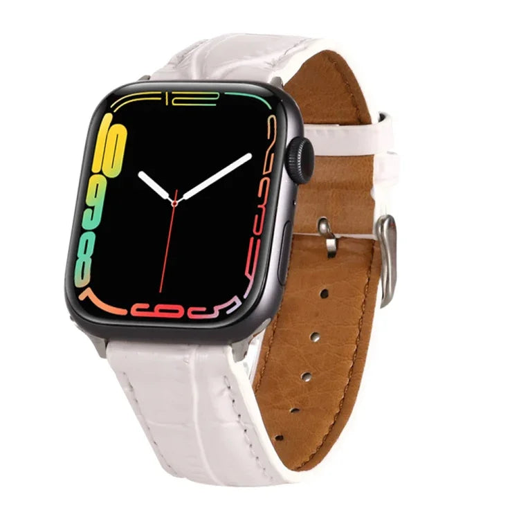 クロコダイルテクスチャーレザーリストストラップ、Apple Watch Series 7 45mm / 6 & SE & 5 & 4 44mm / 3 & 2 & 1 42mm 用、Apple Watch Ultra 49mm / Series 8&7 45mm / SE 2&6&SE&5&4 44mm / 3&2&1 42mm 用、Apple Watch Series 8&7 41mm / SE 2&6&SE&5&4 40mm / 3&2&1 38...