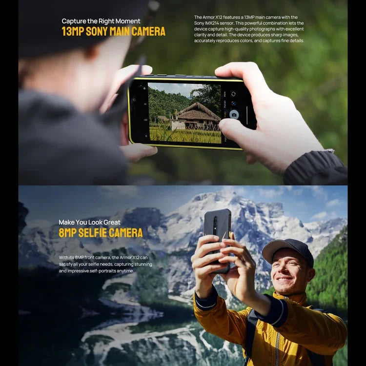 Ulefone Armor X12、耐衝撃スマホ、顔認証、5.45インチ Android 13 Go MediaTek Helio A22 クアッドコア、ネットワーク：4G、NFC、3GB+32GB