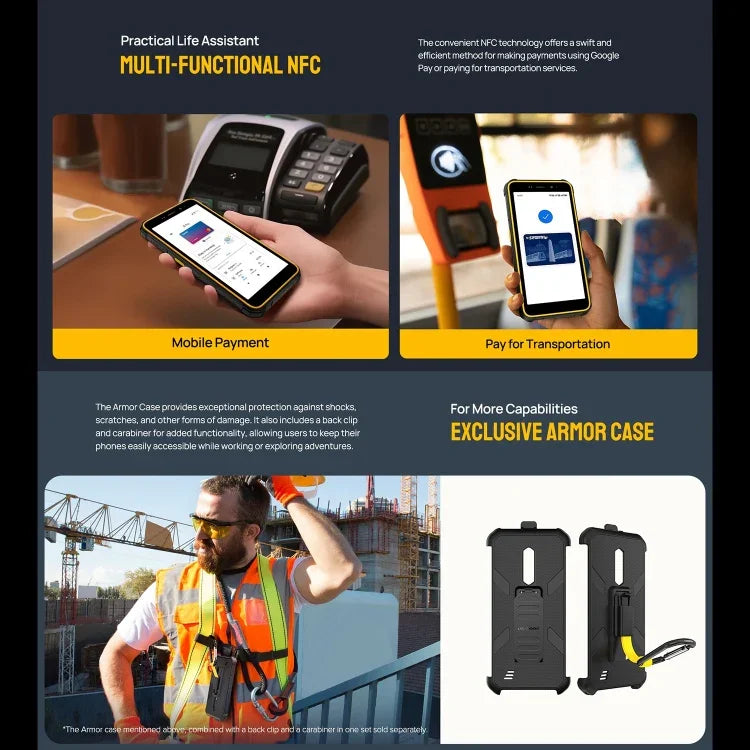 Ulefone Armor X12、耐衝撃スマホ、顔認証、5.45インチ Android 13 Go MediaTek Helio A22 クアッドコア、ネットワーク：4G、NFC、3GB+32GB