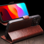 QIALINO クラシック 103 バックル 本革電話ケース、iPhone 17e / 16e 用、iPhone 17 Pro Max 用、iPhone 17 Pro 用、iPhone 17 用、iPhone Air 用、iPhone 15 Pro Max 用、iPhone 15 Plus 用、iPhone 15 用