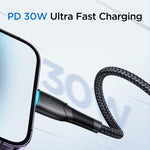 JOYROOM SA32-CL3 スターリーシリーズ 30W USB-C / Type-C から 8ピン 急速充電データケーブル USB-C / Type-C から 8ピン