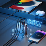 WK WP-U156 パイオニアシリーズ 65W USB+デュアル USB-C/Type-C GaN チャージャー、WP-U156