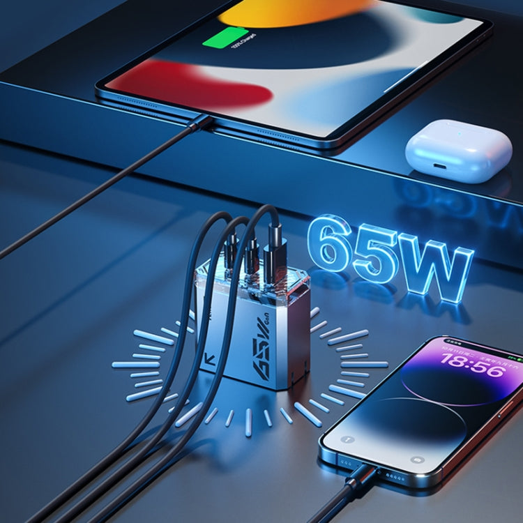 WK WP-U156 パイオニアシリーズ 65W USB+デュアル USB-C/Type-C GaN チャージャー、WP-U156