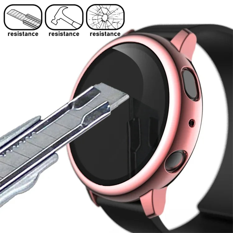 電気めっきPC保護ケース 強化ガラスフィルム付き、Samsung Galaxy Watch Active 2 40mm用、Samsung Galaxy Watch Active 2 44mm用