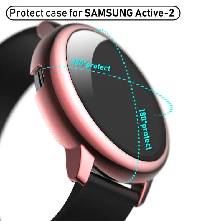 電気めっきPC保護ケース 強化ガラスフィルム付き、Samsung Galaxy Watch Active 2 40mm用、Samsung Galaxy Watch Active 2 44mm用