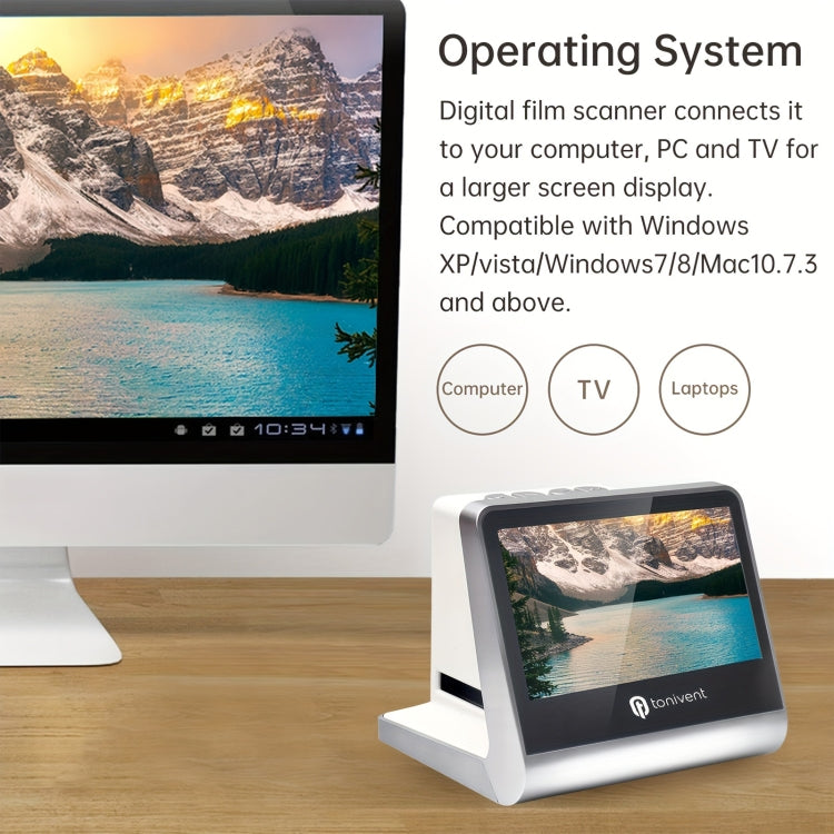 Tonivent TON170 1400万画素 5インチ HDスクリーン フィルムスキャナー、TON170 ホワイト